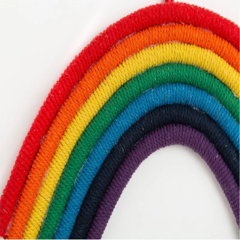 Nordic Home Decoration Pendant Accessories Rainbow Handmade Weaving Ornament Nordic Fresh Simple Kid Room Wall Decor Hanging