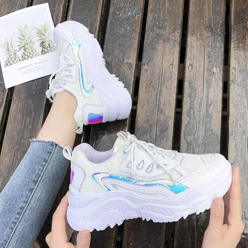 

Womens Shoes 2020 New Chunky Women Sneakers Vulcanize White Shoes Casual Fashion Platform Sneakers Basket Femme Krasovki Glitter