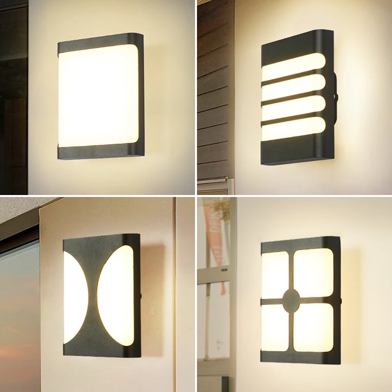 Solar Wall Light Wall Light Outdoor Porch Light Modern 15W Outdoor LED Wall Lamps Simple Waterproof Plastic Garden Porch Sconces Balcony Home Exterior Wall Lighting Luminaire