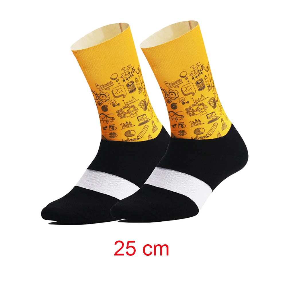 1 Pair Running Outdoor Function Fabric Printed Breathable Hiking Professional Cycling Socks Sweat Absorb Sports Soft Anti Slip