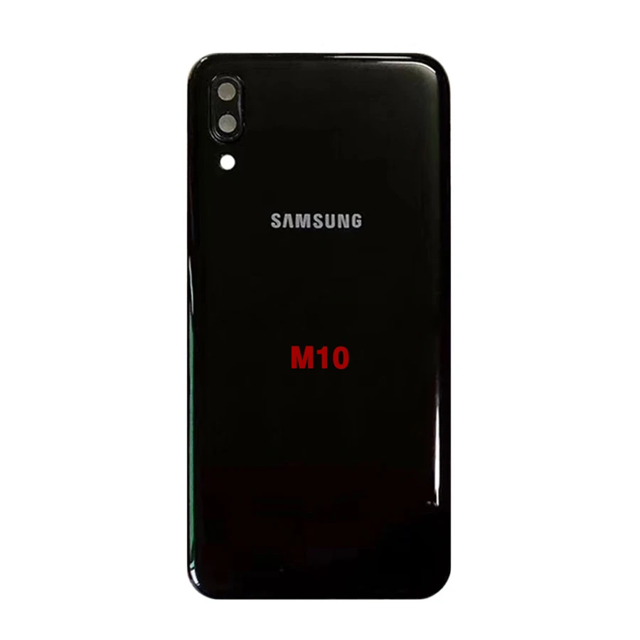 M30 крышка батареи для samsung M10 M20 M30 Задняя крышка батареи задняя крышка+ с объективом камеры стекло - Цвет: M10 Black