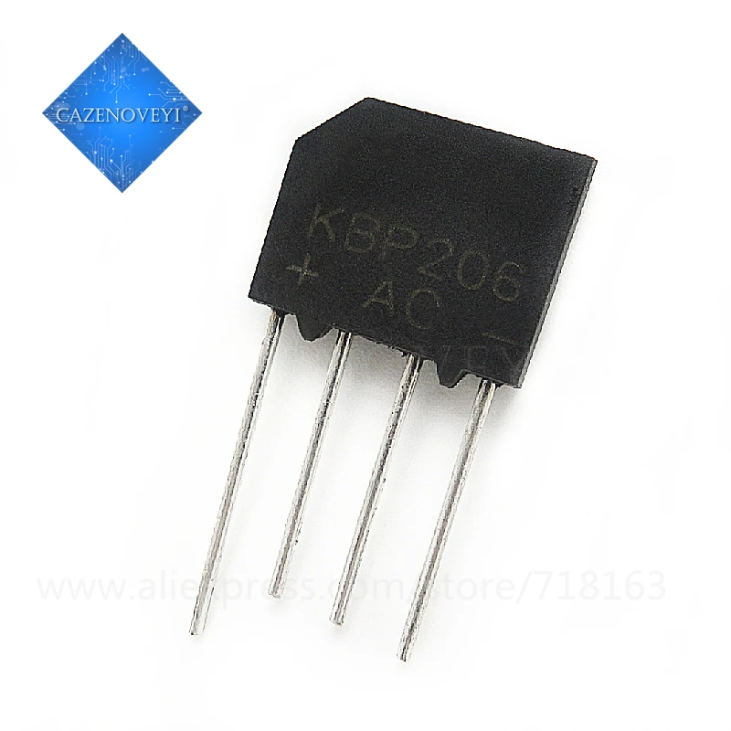 100 Ponts Redresseurs 2W06 DIP-4 - 2A, 600V, Pleine Onde - Pour Alimentations Et Circuits électroniques