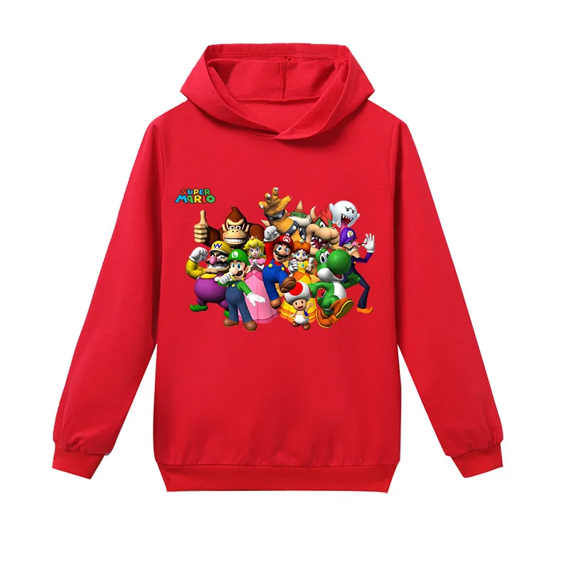 Super Mario Children Tops Kids Sweatshirt Clothes Hoodies Baby Boy  Fashion Long Sleeve Shirts Girls Bros Game Cartoon hooded hoodie for kids Hoodies & Sweatshirts