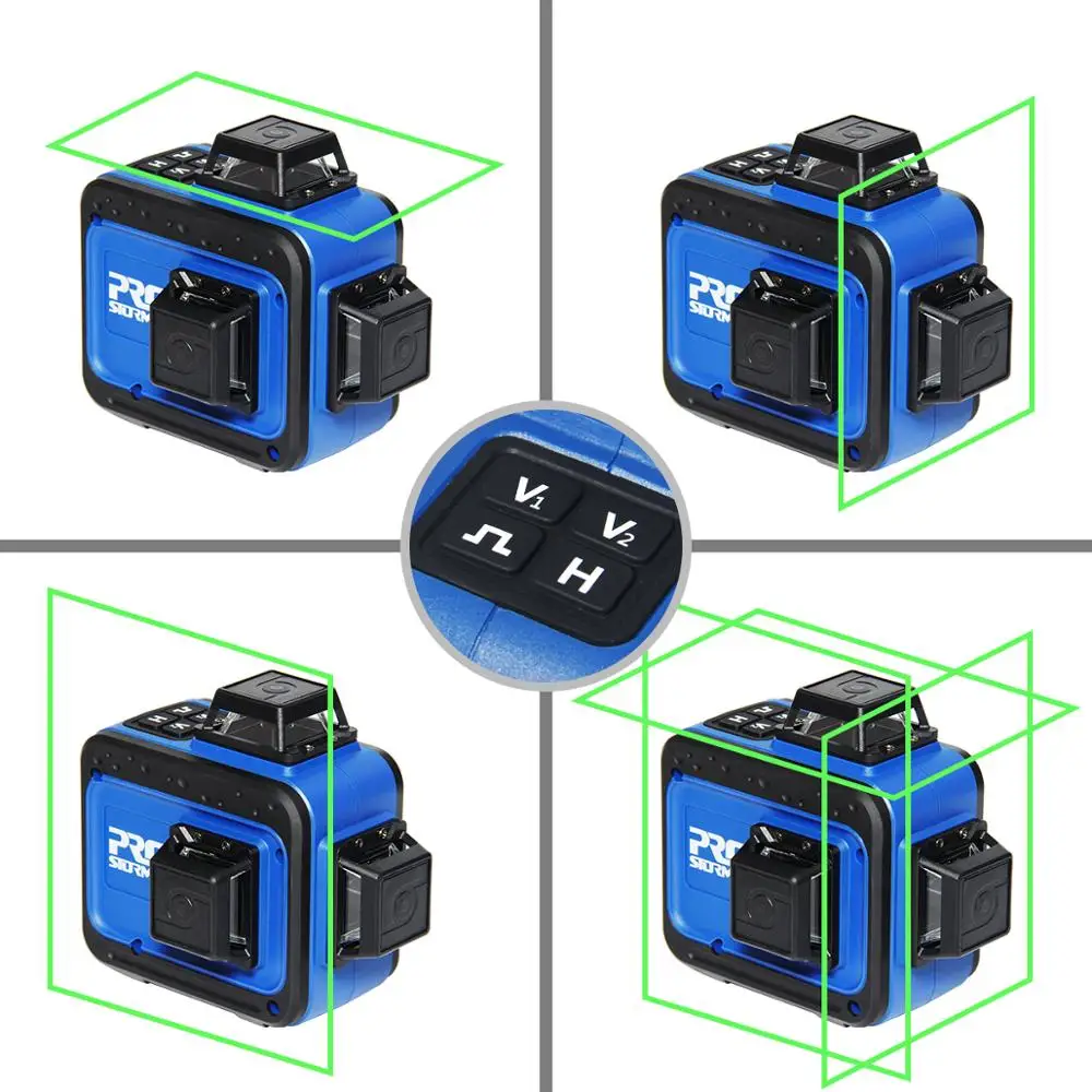 PROSTORMER 12 линий 3D зеленый лазерный уровень USB зарядное устройство