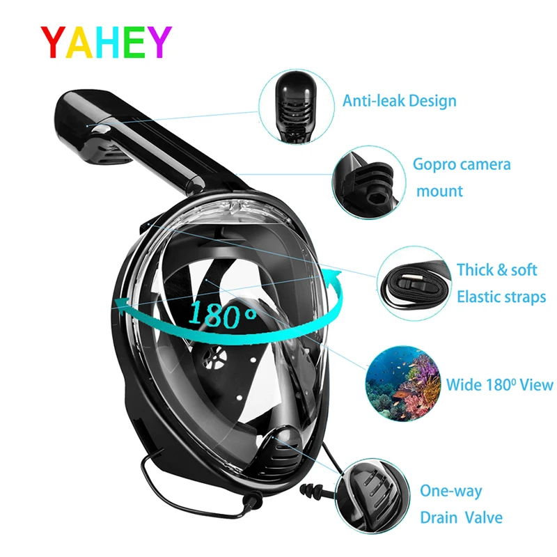 

2017 Scuba GoPro Camera Diving Mask Underwater Swimming Snorkel Mask Anti Fog Full Face Snorkeling with Anti-skid Ring Earplugs