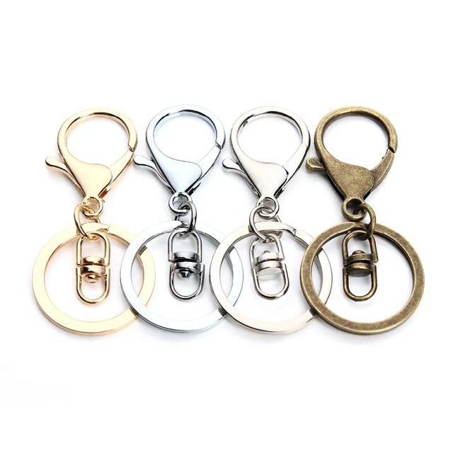 5pcs Lobster Clasps Swivel Hooks Clips Chain With Flat Split 30mm Key Ring  For Jewelry Keychain