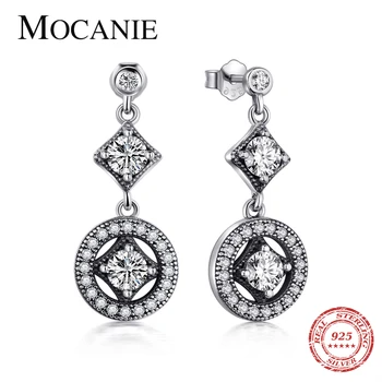 

Mocanie Trendy 925 Sterling Silver Zirconia Geometric Drop Dangle Earring for Women Dainty Earring Wedding Party Jewelry Gift