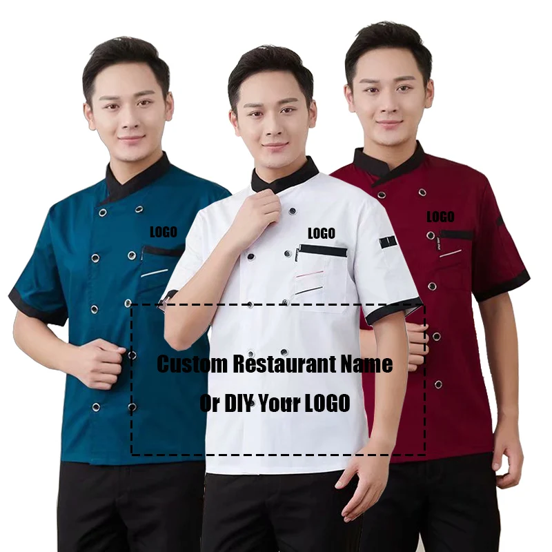 1 pcs Chef Jacket Catering Restaurant Chef Jackets Short Sleeve Unisex Shirt Free design size M-4XL chef uniform