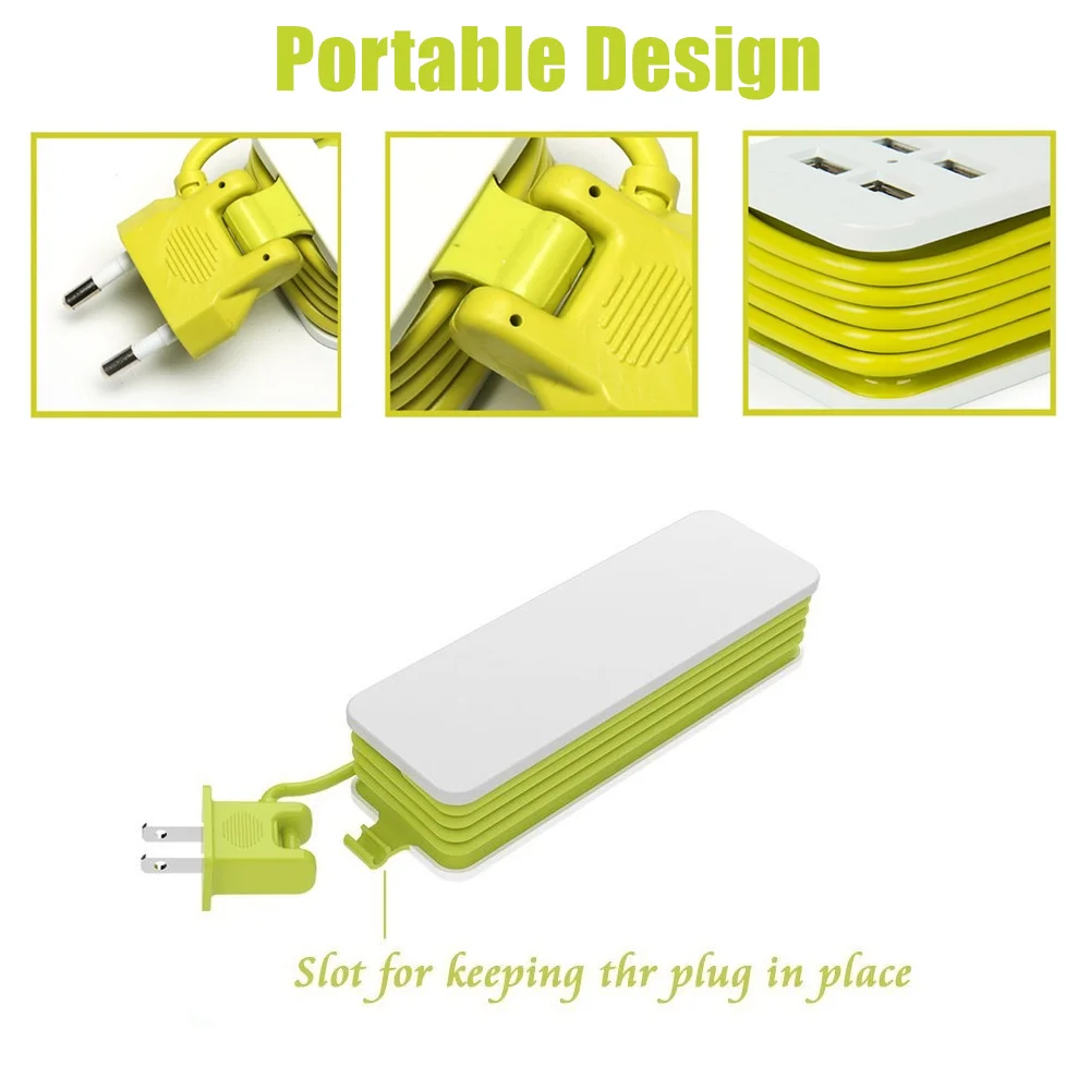 Дорожный удлинитель с европейской розеткой 1/2/3 розеток переменного тока 4 USB