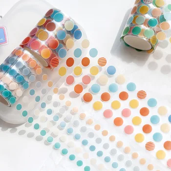 

Happy Light Series PET Washi Tape Colorful Dot Kawaii Gradient Circle Label Sticker Forest Masking Tape DIY Scrapbooking 60mm*3m