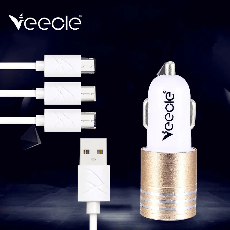 Автомобильное зарядное устройство для телефона с двойным USB дисплеем быстрое iPhone