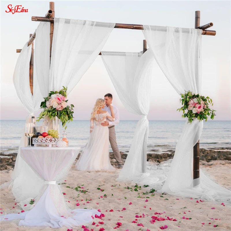 tulle organza fabric 5m/10m Sheer Crystal Organza Tulle Roll Fabric Draping Wedding Ceremony Party Home Decoration Wedding flowers arch 6z