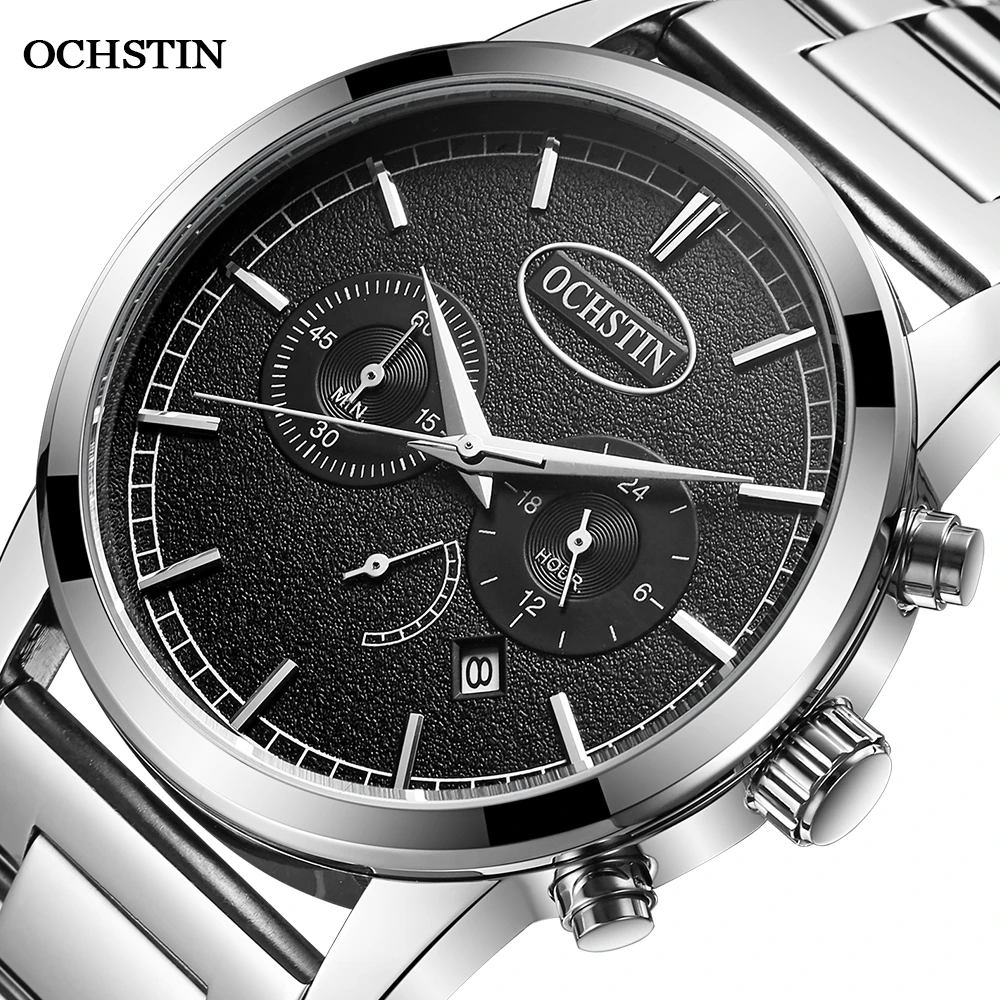 часы муржские наручные 2021 Pilot Watches Quartz Chronograph Clock OCHSTIN Top Brand Luxury Stainless Steel Wristwatch GQ067D