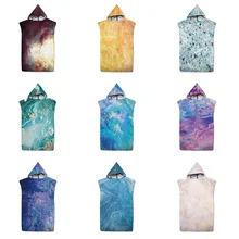 Customizable Adult Children's Microfiber Quick-Drying Beach Towel Hooded Cloak Changing Bathrobe Gilt Printing Poncho Gift