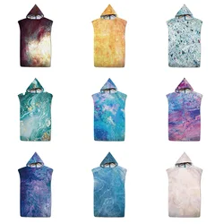 Customizable Adult Children's Microfiber Quick-Drying Beach Towel Hooded Cloak Changing Bathrobe Gilt Printing Poncho Gift