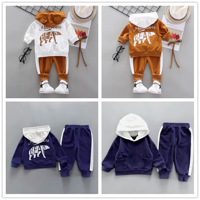 Spring Autumn Children Cotton Clothing Suit Baby Boys Girls Clothes Kids Sport Hoodies Pants 2Pcs/Sets Fahion Toddler Tracksuits
