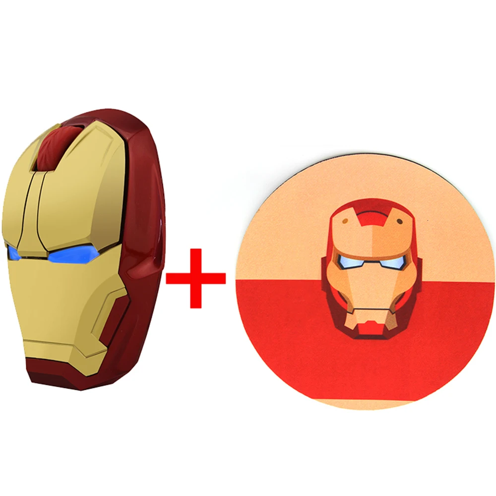 CHYI iron man Беспроводная Бесшумная компьютерная мышь 2,4 ГГц эргономичный оптический геймер Mause с ковриком для мыши для ноутбука Marvel Lover