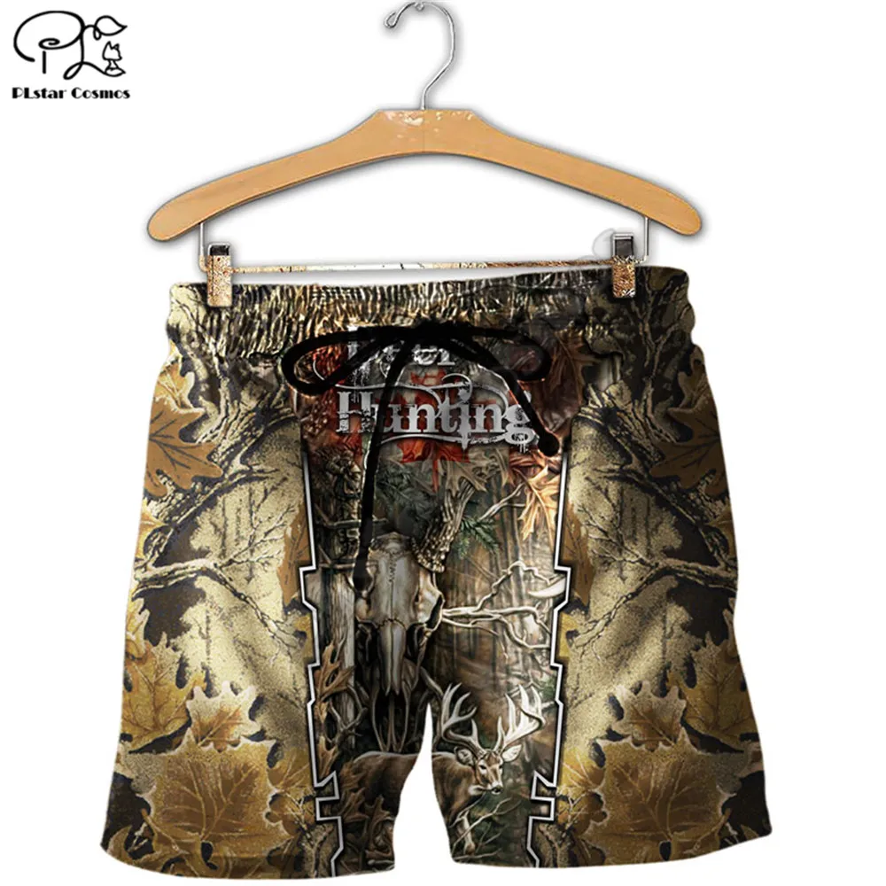 

PLstar Cosmos Men for women Shorts Summer Comfortable Casual Shorts Harajuku Anime Deer Hunting CA flag 3D Printed Beach shorts