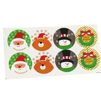 

800pcs/lot Christmas Santa Clause Bear Snowman Cake Packaging Sealing Label Kraft Sticker Baking DIY Gift Stickers Wholesale