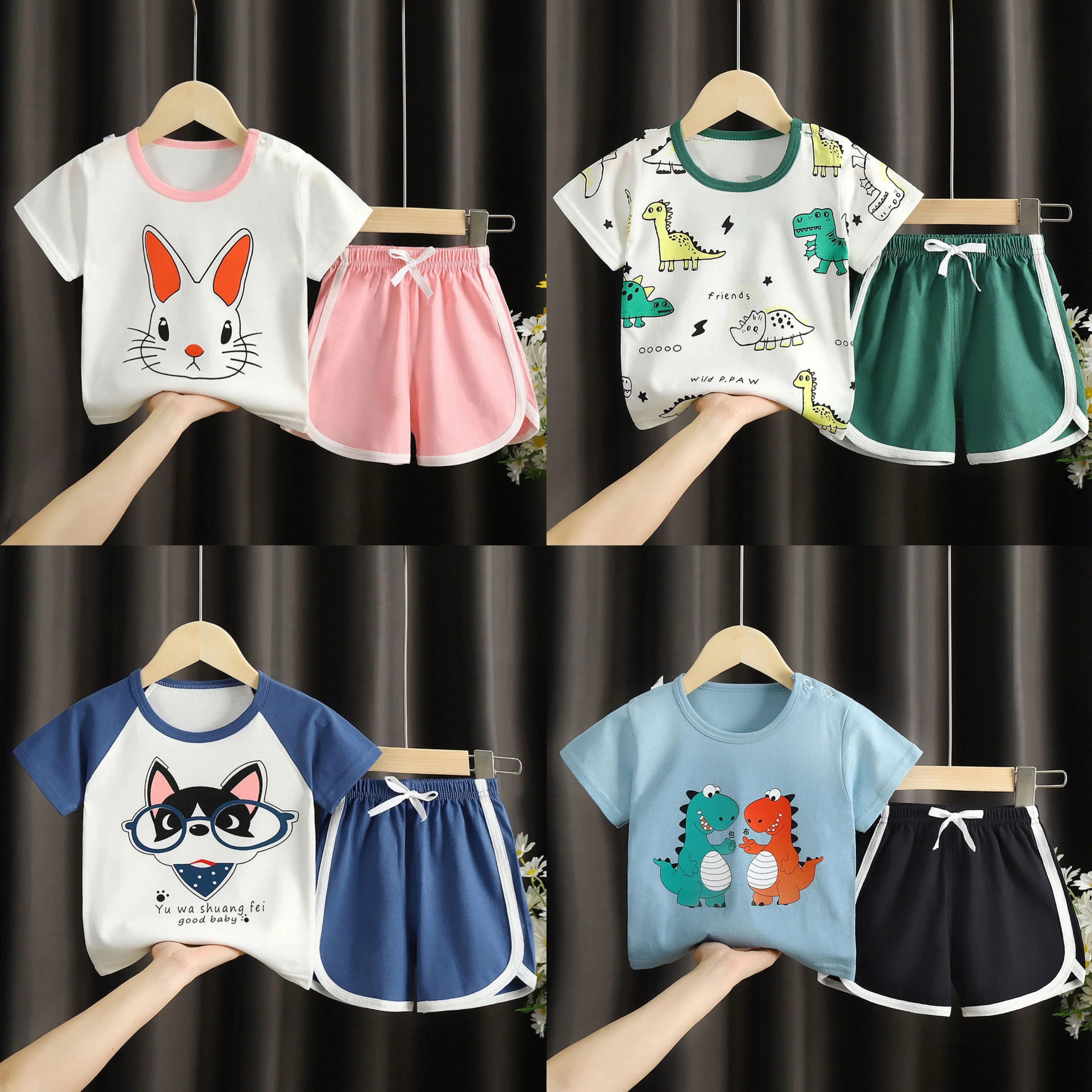 Toddler Baby Boys Clothes Short Sleeve T-shirt + Short 2pcs Cotton Summer Kids Girls Tracksuit Outfits Children's Clothing Sets