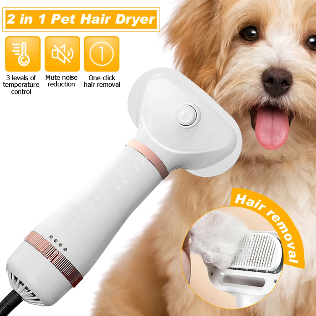 2-in-1 Portable Dog Dryer Dog Hair Dryer And Comb Brush Pet Grooming Cat  Hair Comb Dog Fur Blower Low Noise - Dryers - AliExpress