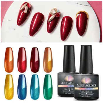 

MEET ACROSS Metallic Color Nail Gel Polish Varnish Lacquer Matte UV Gel Need Matte Top Coat Manicure DIY Nail Art Gel Paint