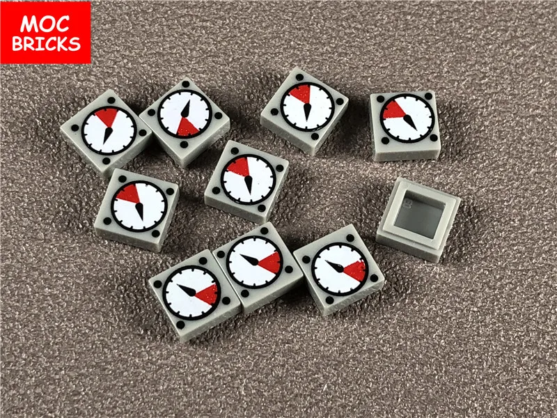 

10pcs/lot MOC Bricks Tile 1 x 1 with White and Red Gauge Pattern fit with 3070bp07 Building Blocks figure DIY Toys kids gifts