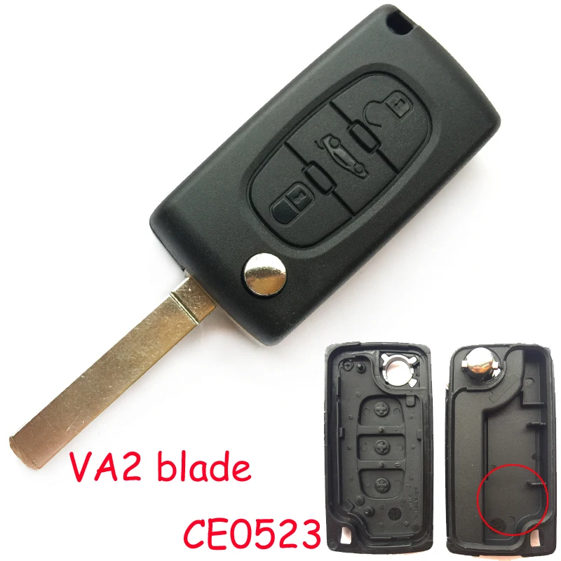 Флип чехол для PEUGEOT 407 307 308 207 208 607 с 3 кнопками и лезвием VA2/HU83|Ключ от авто| |