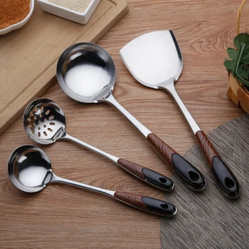 

4PCS Newest Stainless Steel Spatula SpoonHanging Cookware Set Travel Portable Trip Home Use Camping Hiking Kitchen Cooking Tools