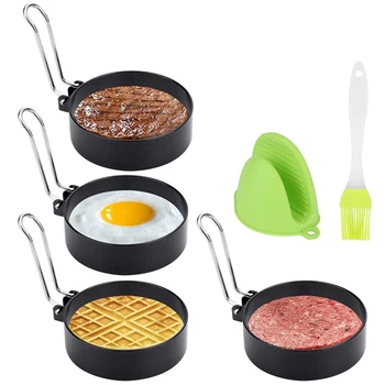 

Egg Rings, 4 Pack Round Egg Maker Mold Non Stick Metal Circle Shaper Mold, Breakfast Household Kitchen Cooking Tool