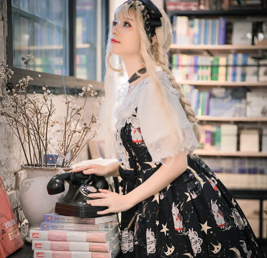 Милая девушка kawaii Девушка cos принцесса колледж Стиль Винтаж суд платье Vestidos сладкий Косплей дворец лоли Лолита jsk с бантом