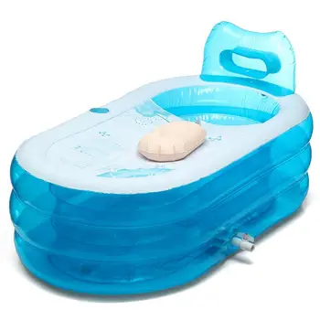 

145x80x45CM Portable Inflatable Bathtub PVC Thickened Baby Shower Bath Tub Foldable with Air Pump Steam Spa Sauna Plunge Bath