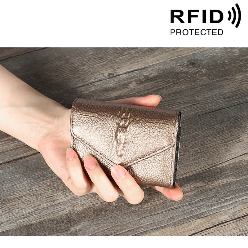 Конверт с крокодиловым узором женские кошельки RFID Блокировка натуральная кожа аккордеон портмоне кредитный держатель для карт дамская сумка для денег