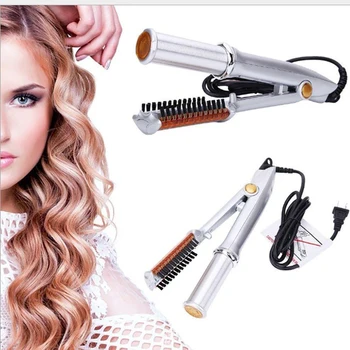 

Professional Hair Straightening Iron Curling Iron Straightener/Curler Styler 2 In 1 Multi Hair Styling Tool Flat Iron With Brush