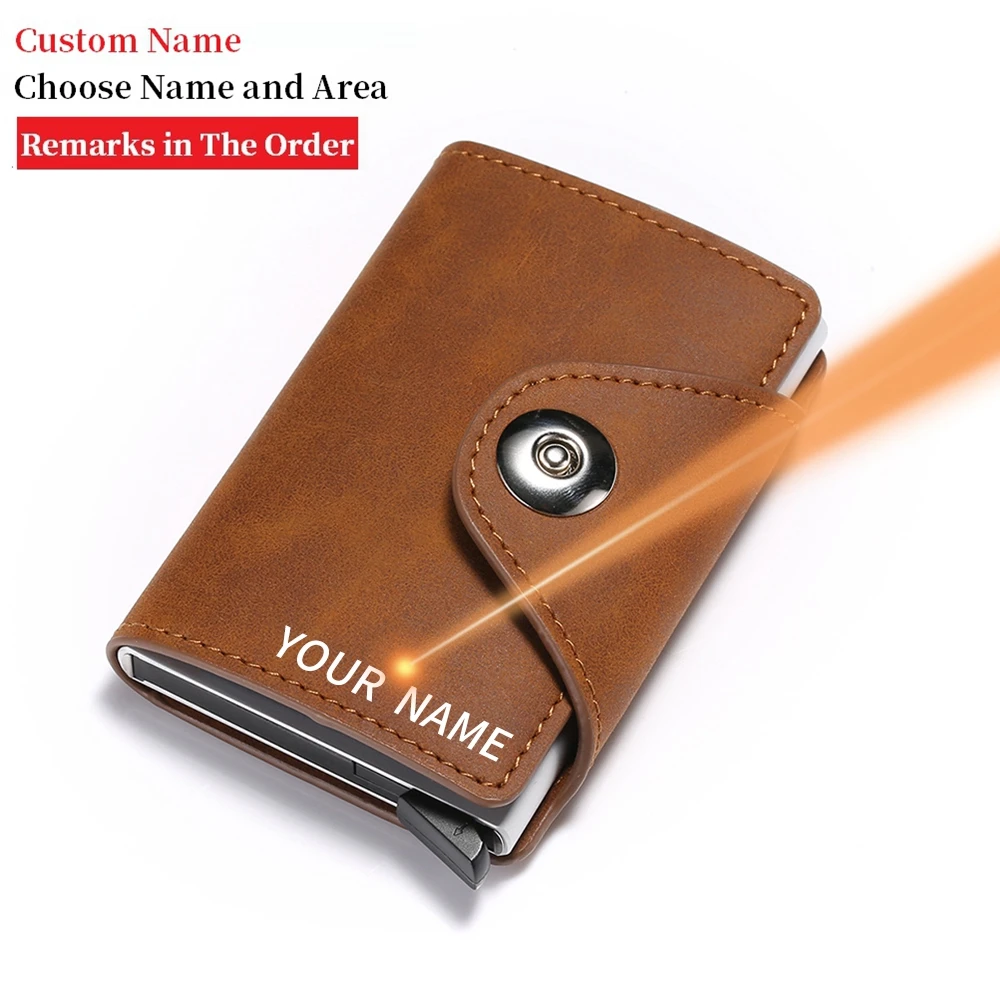 

Custom name Smart Wallet Business Card Holder Hasp Rfid Wallet Aluminum Metal Credit Business Mini Card Wallet Dropshipping
