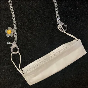 

New Mask Chain Anti-lost Lanyard Acrylic Smily Flower Necklace for Women Long Chain Jewelry Necklaces Gifts Strap Holder Safety