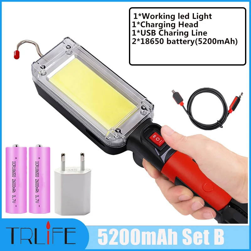 led pocket torch 5200mah Portable Magnetic LED Work Light COB Super Light USB Rechargeable Repair Flashlight Inspection Work Lamp 18650 Battery waterproof flashlights Flashlights