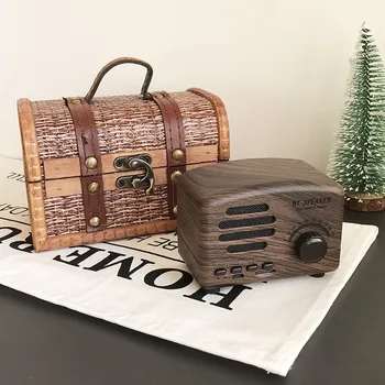 

ICL BT-Speaker Walnut wood Grain Bluetooth Speaker Mini Retro Coffee brown Wireless Music Radio Player Valentine's Day gift