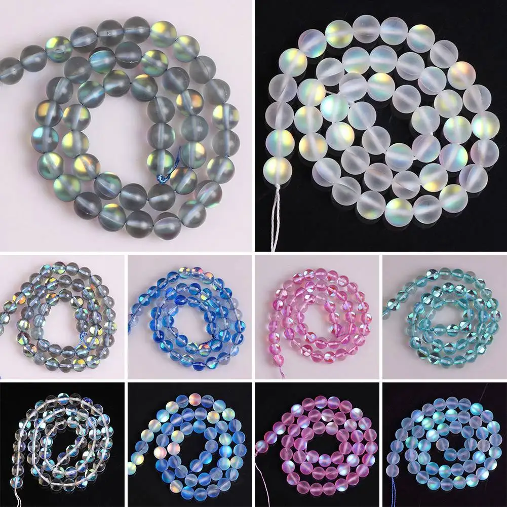 Crystal Moonstone Bracelets Multicolor Matte Glossy Shining Stone Beaded Charm Bracelet Handmade Wristband Gifts Jewelry