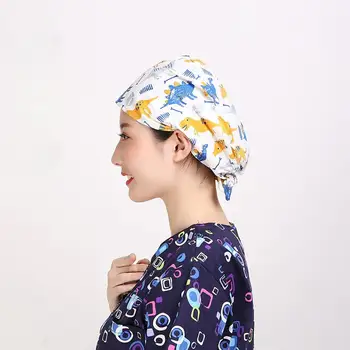 

Salon Hair Headwrap Dustproof Hair Cover Hair Coloring Caps Bathroom Dry Hair Caps Cotton Hats Dinosaur Printing Working Cap