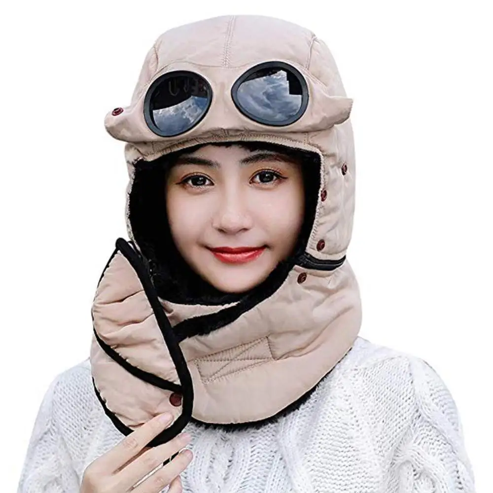 Khaki Hat Новые детские модные зимние лыжные русские черные синие меховые шапки-ушанки для мальчиков и девочек - Цвет: Khaki Hat