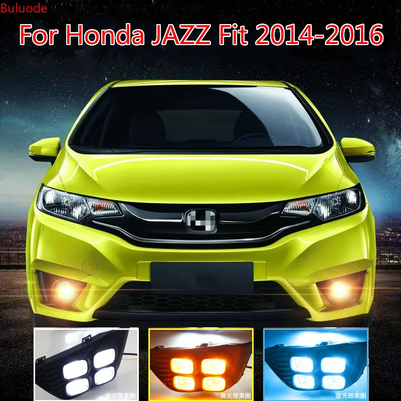 

1 Set LED Car DRL Daytime Running Lights With Turn Yellow Signal 12V ABS Fog Light For Honda JAZZ Fit 2014 2015 2016