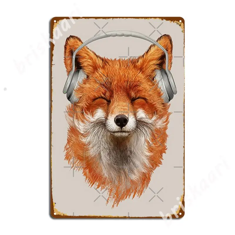 

Smiling Musical Fox Metal Signs Decoration Garage Club Wall Decor Wall pub Tin sign Posters