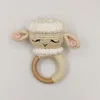 Crochet Sheep Rabbite Toy Set Comfort towel Baby Rattle Biting Ring Handmade Baby Teething Ring Stuffed Plush Toys Gifts 5