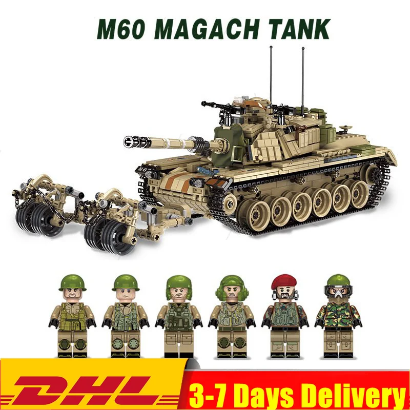 

2019 IN Stock 632004 1753pcs Military World War Israel M60 Magach Main Battle Tank 2in1 Ww2 Army Forces Building Blocks Toys