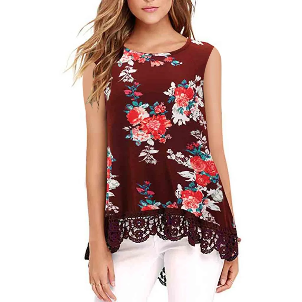 Flower Red Летняя туника, женские рубашки-топы и блузки, красивая блузка с коротким рукавом с градиентом, рубашка, кружевные топы, летние блузки Tunique Femme Blusas - Цвет: Flower Red