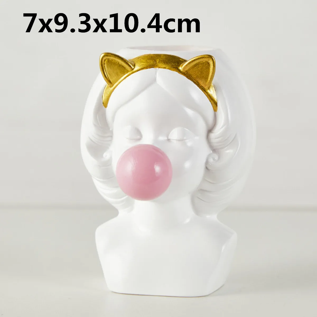 S White Cat Креативная ваза из смолы в стиле милой девушки, декоративный цветочный горшок из жевательной резинки, современное милое художественное украшение, Цветочная композиция - Цвет: S White Cat