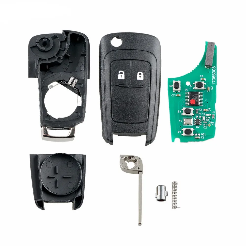 2 кнопки дистанционный ключ-брелок от машины для Opel Vauxhall Astra J Insignia 2009 2010 2011 2012 2013 433 МГц ID46 чип