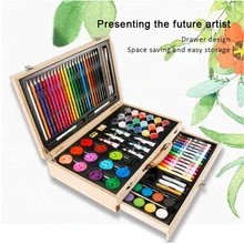 106 шт-люкс Мега деревянная коробка для рисования Подарочная коробка инструменты для рисования Первичная Акварельная ручка Набор для рисования принадлежности для художественных эскизов