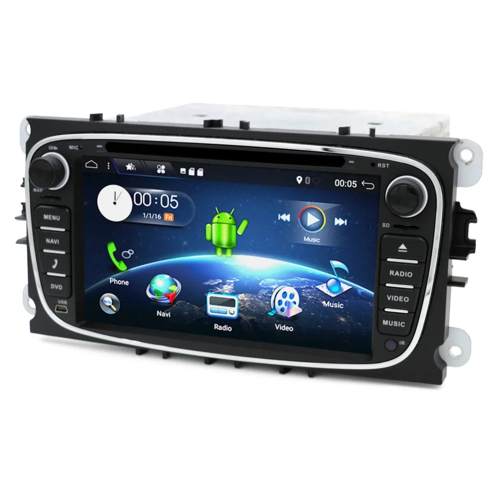 Tanie Radio samochodowe 2 din Android 9.0 samochodowy odtwarzacz dvd odtwarzacz kasetowy dla forda focus 2 magnetofon gps nawigacja wifi kierownica 4G RAM